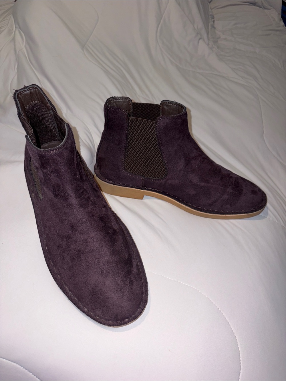 Men's Suede Chelsea Boots in Dark Plum